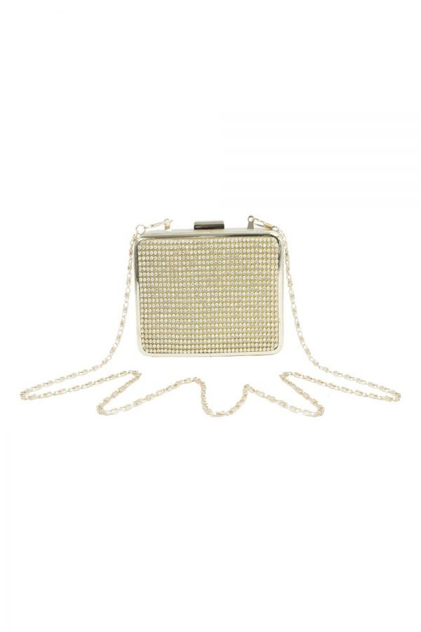 Gold Sparkle Box Clutch Bag