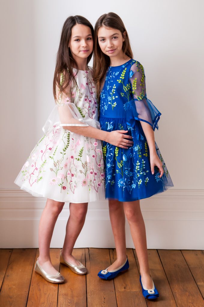 Blue and White Floral Embroidered Dresses