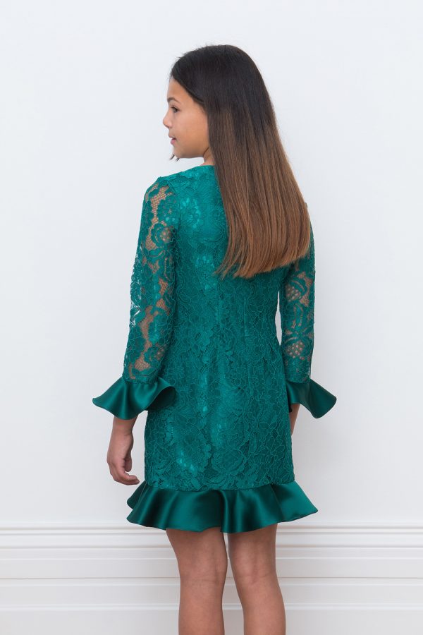 green lace elegant dress