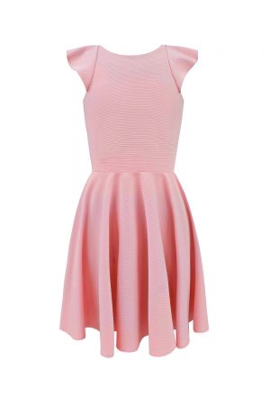 blush pink ruffle prom dress