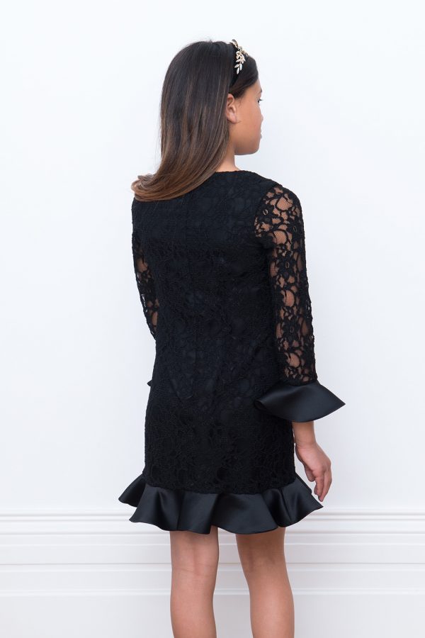 black lace evening dress