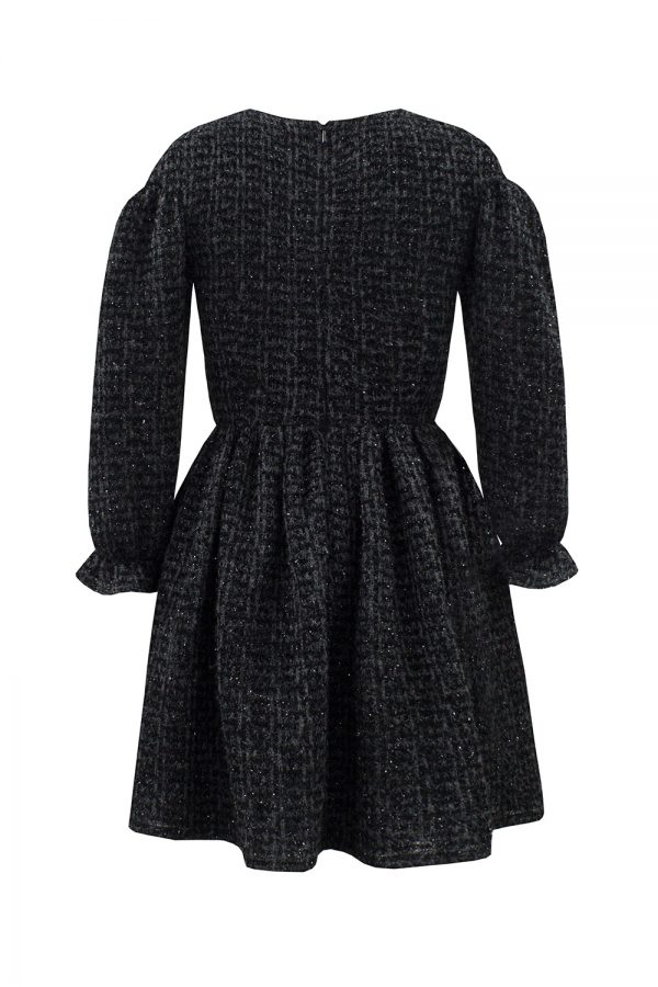 black knitted long sleeve dress