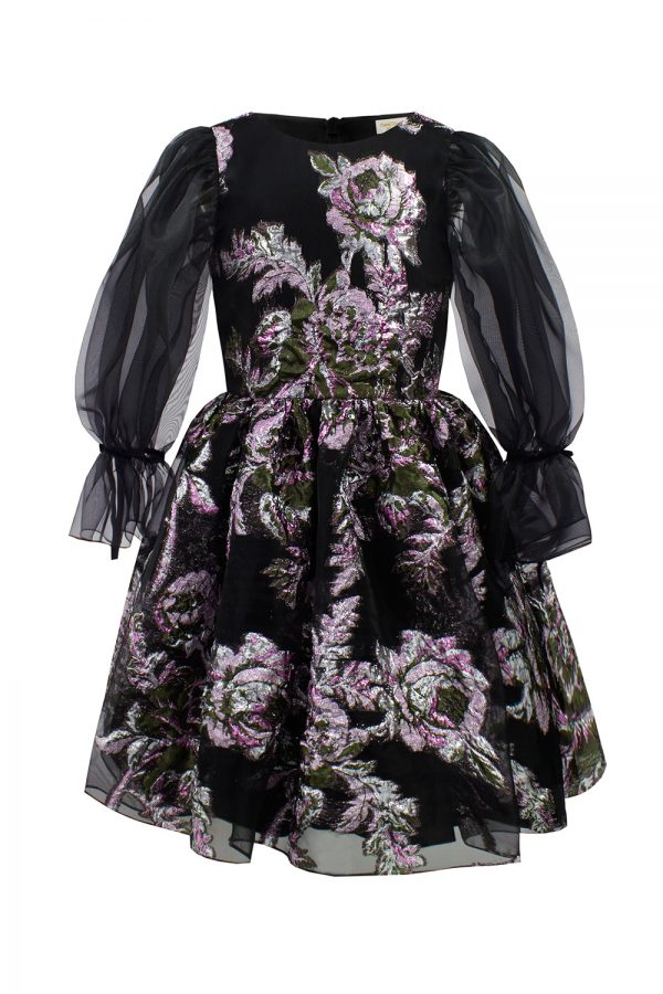 black winter floral dress