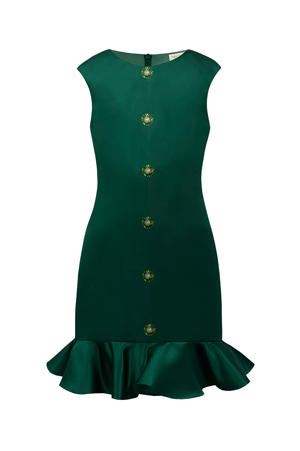 green satin party dress