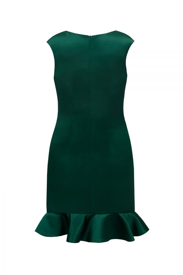 green satin party dress