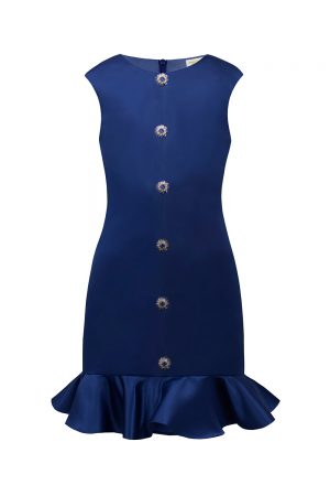 royal blue satin peplum dress
