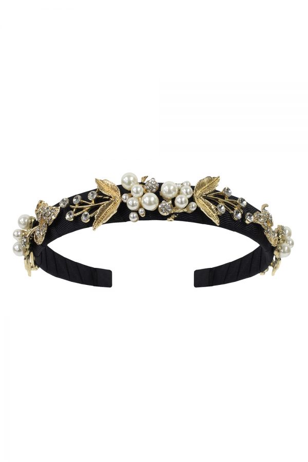 black and ivory pearl Alice band