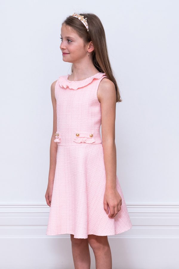 parfait pink tweed birthday dress