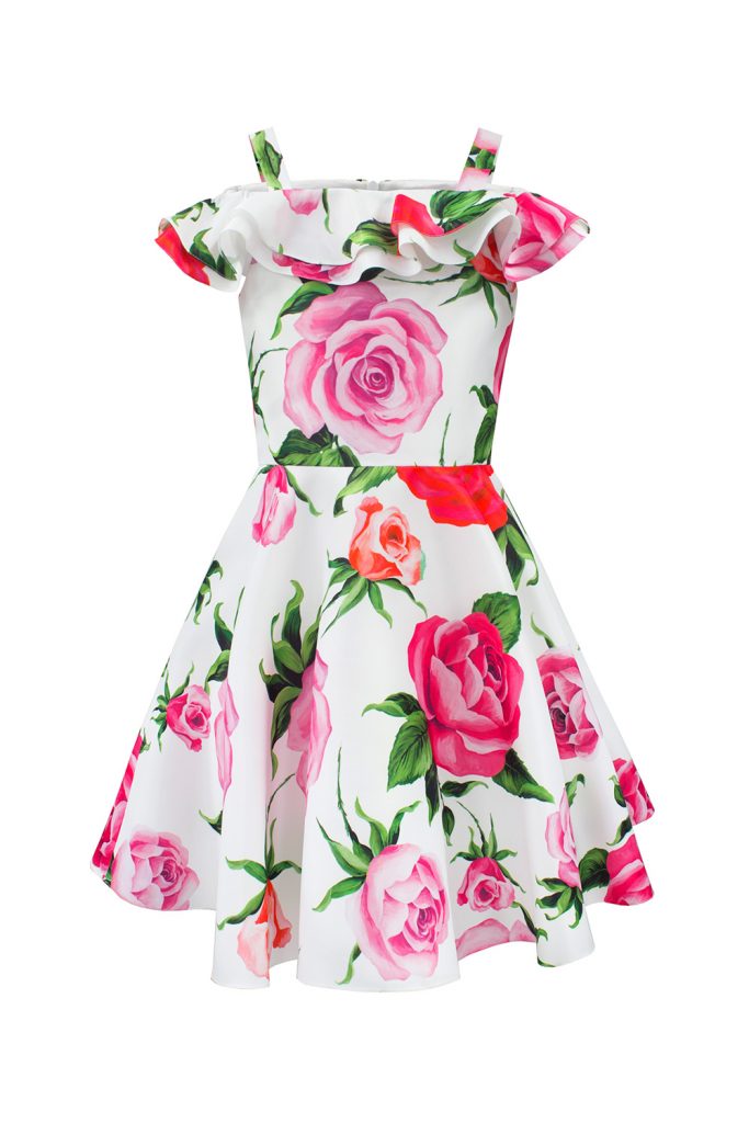 Ivory and Pink Rose Prom Dress - Designer Childrenswear