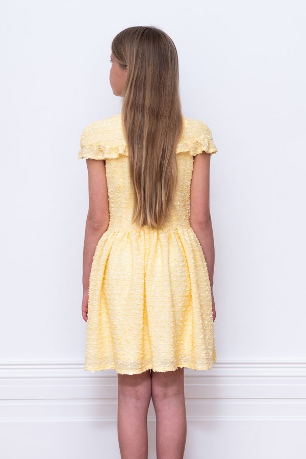 yellow boucle birthday dress