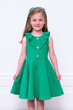 green formal frill dress