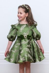Green Damask Party Gown
