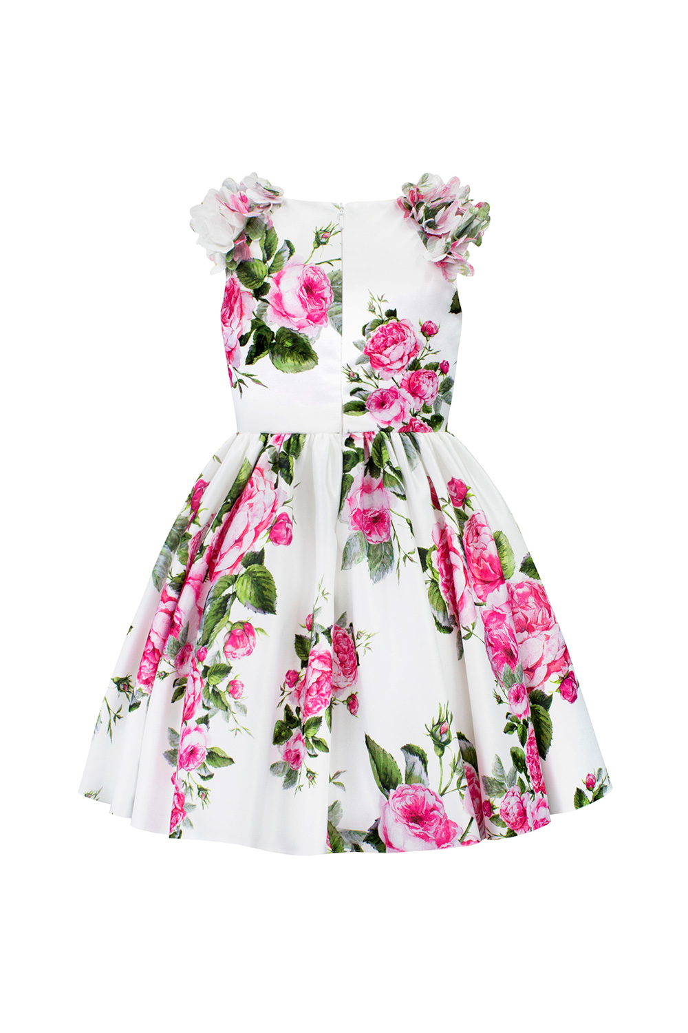 Ivory and Pink Flower Gown - Designer Childrenswear