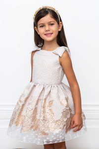 Ivory Brocade Party Gown