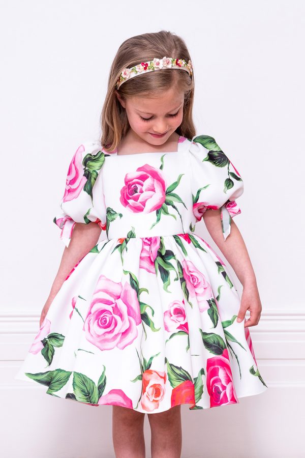 ivory and pink rose dress