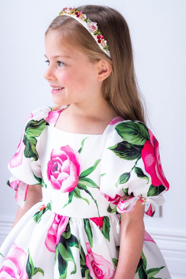 ivory and pink rose dress