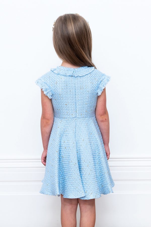 powder blue tweed dress