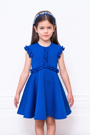 royal blue ruffle techno gown
