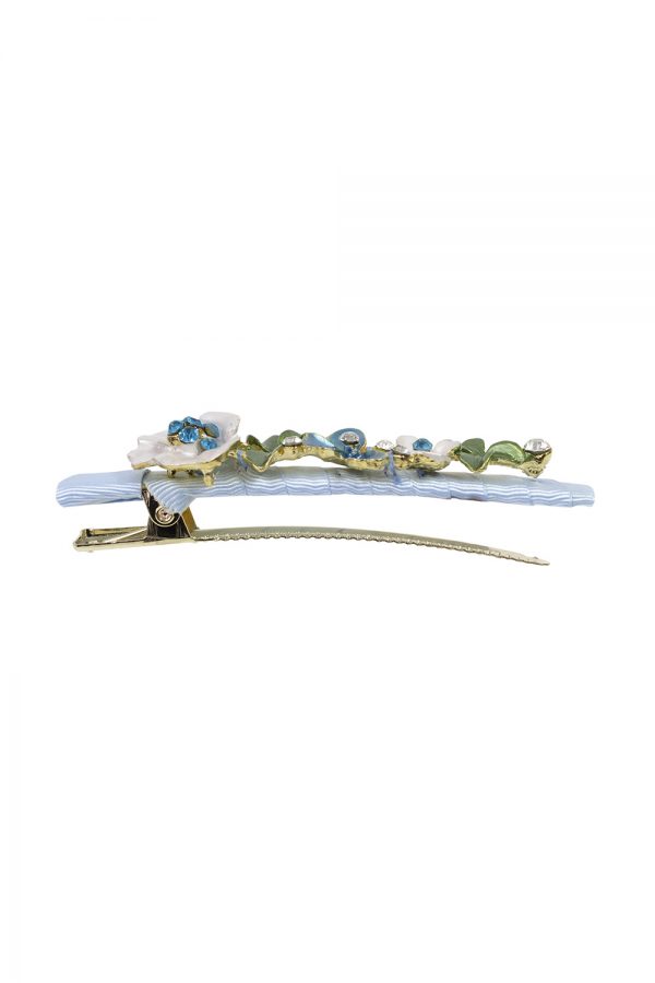 blue floral hair clip
