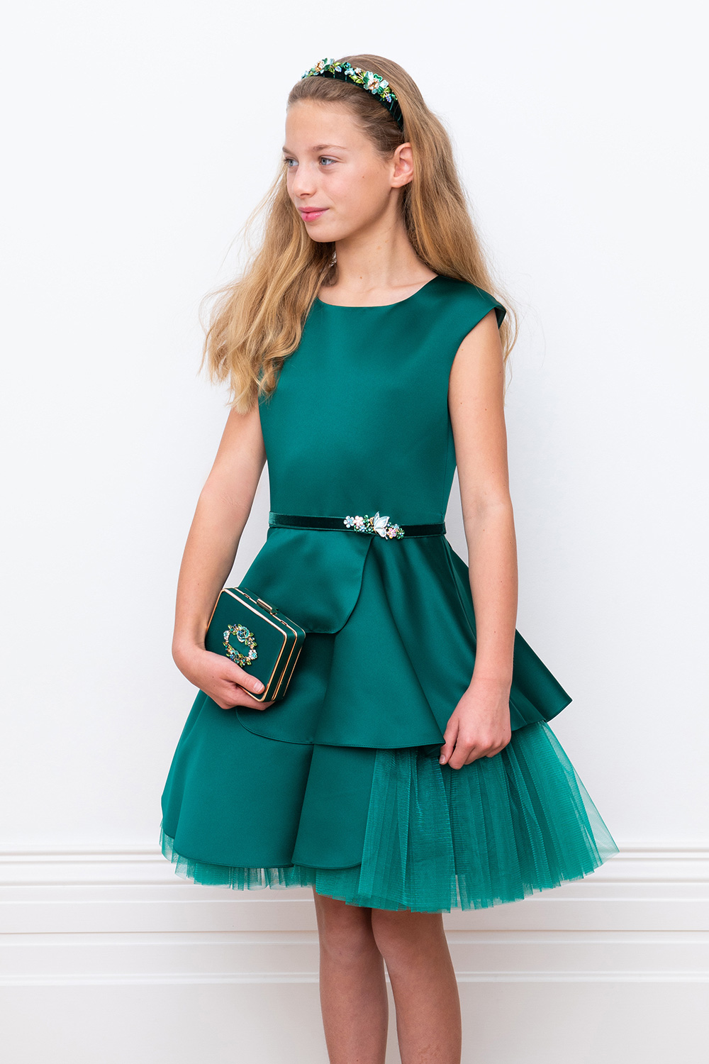 Simple Emerald Green Satin Long Prom Dress with Slit, Emerald Green Fo –  abcprom