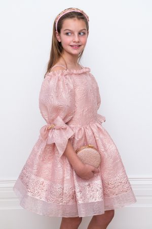 pink and gold princess ballgown