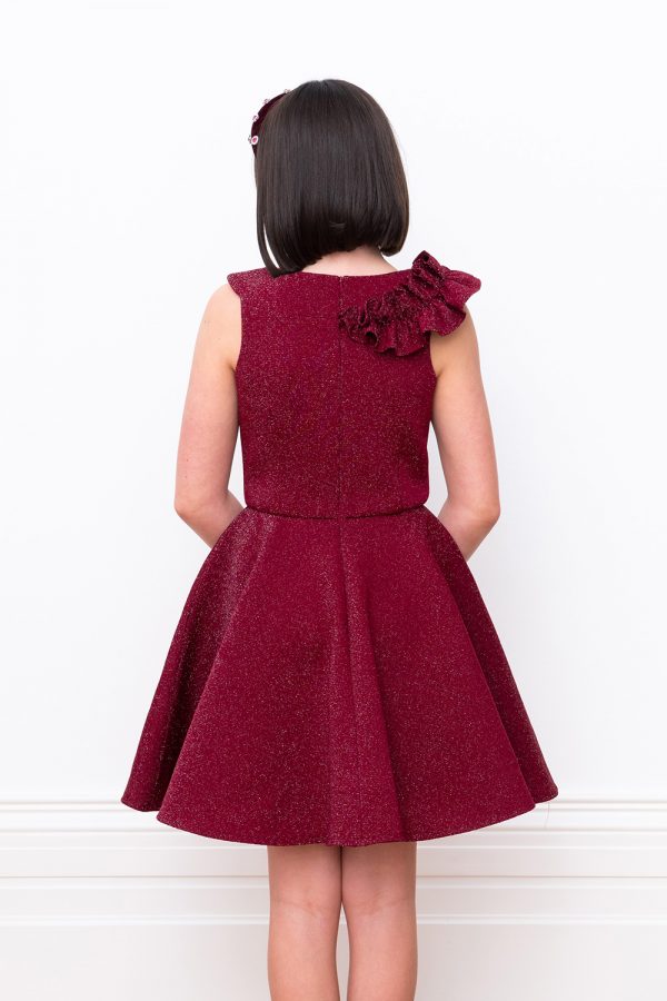 wine techno fit and flared dress