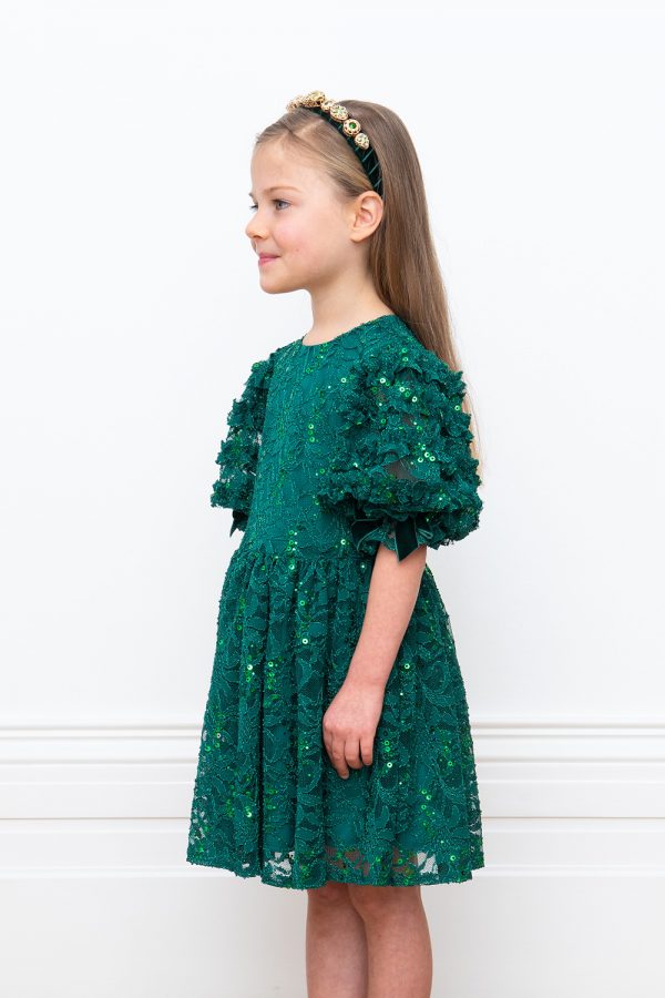 green lace special occasion dress