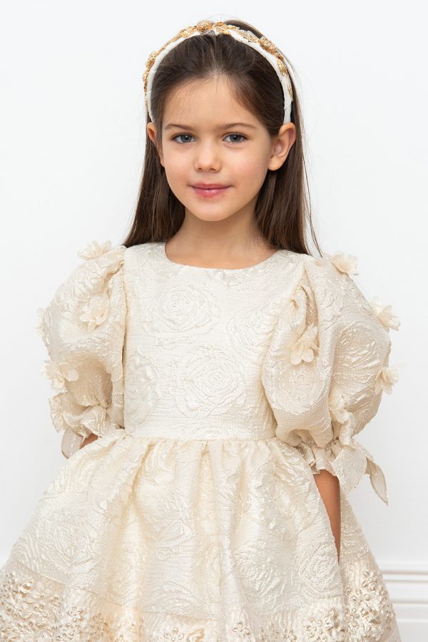 ivory and gold organza dress