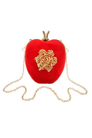 red heart shaped clutch bag