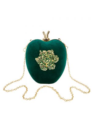 emerald green heart clutch bag