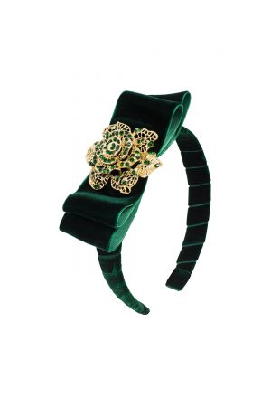 green bow trim Alice band