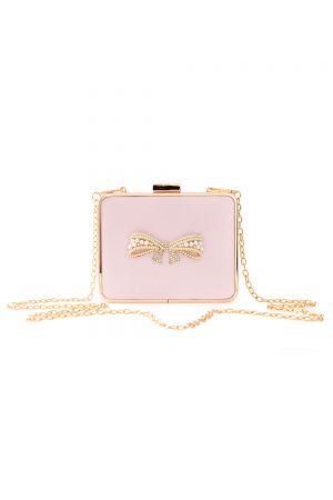 candy pink pearl bow clutch