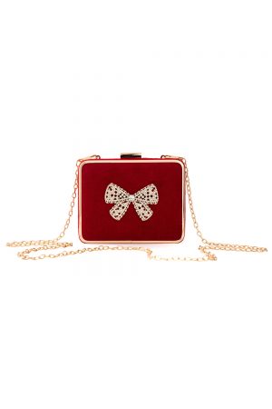 cherry red embellished clutch