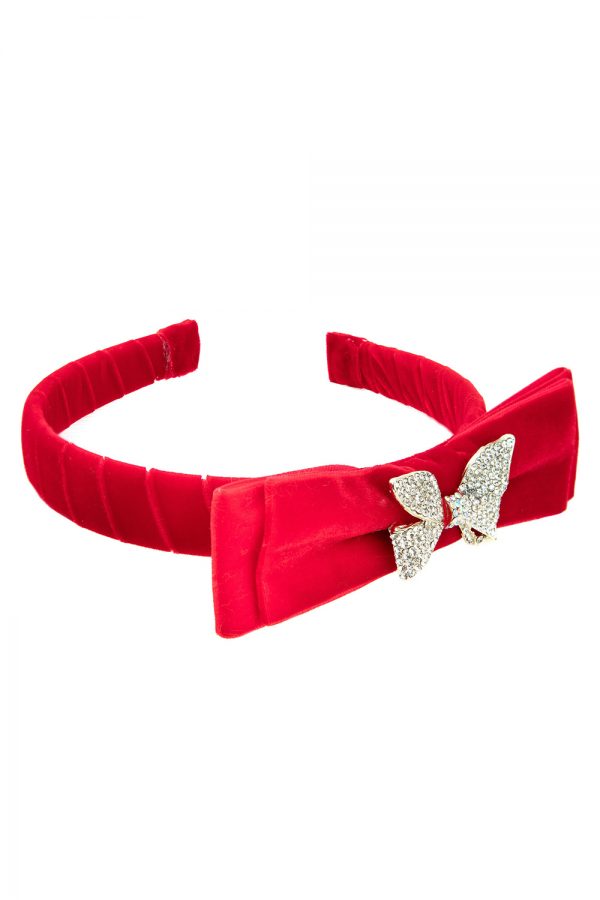ruby red bow hair band