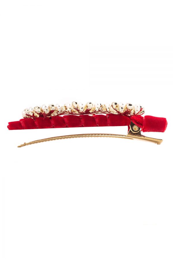 ruby red flower hair clip