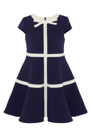 navy and ivory formal dress