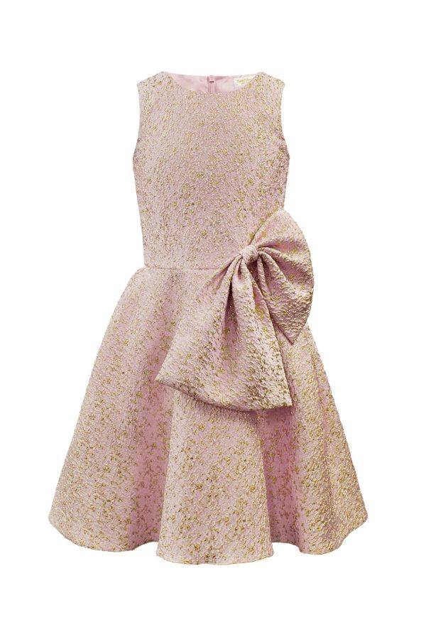 pink and gold bow dress