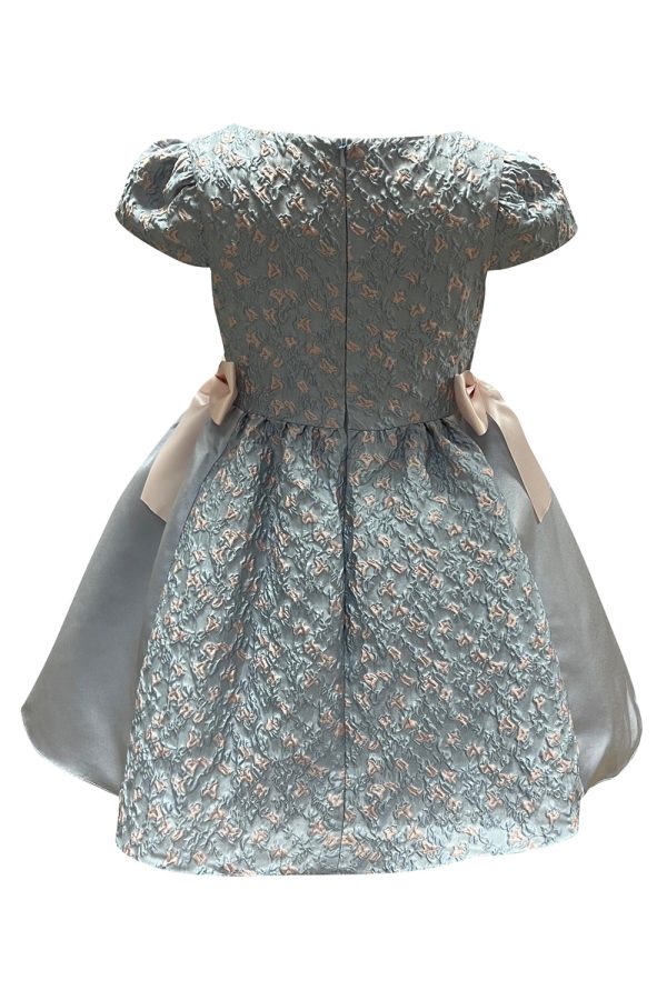 frosted blue brocade gown