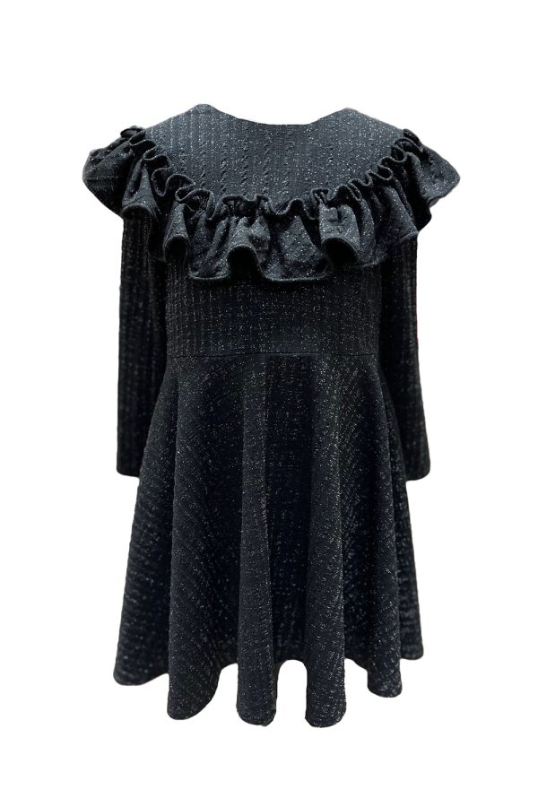 black frill long sleeve dress
