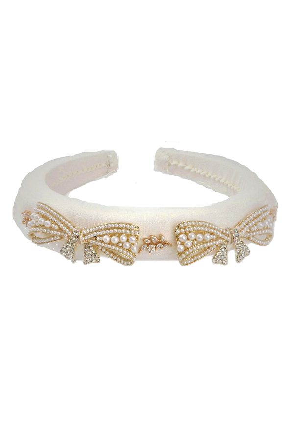 ivory pearl bow hair band