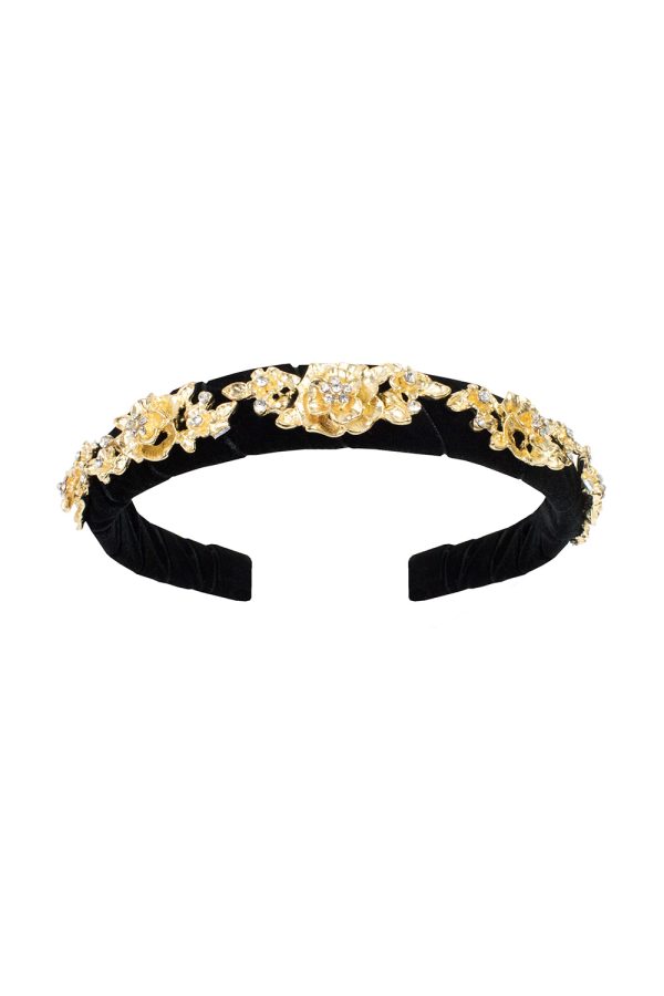 black and gold flower Alice band