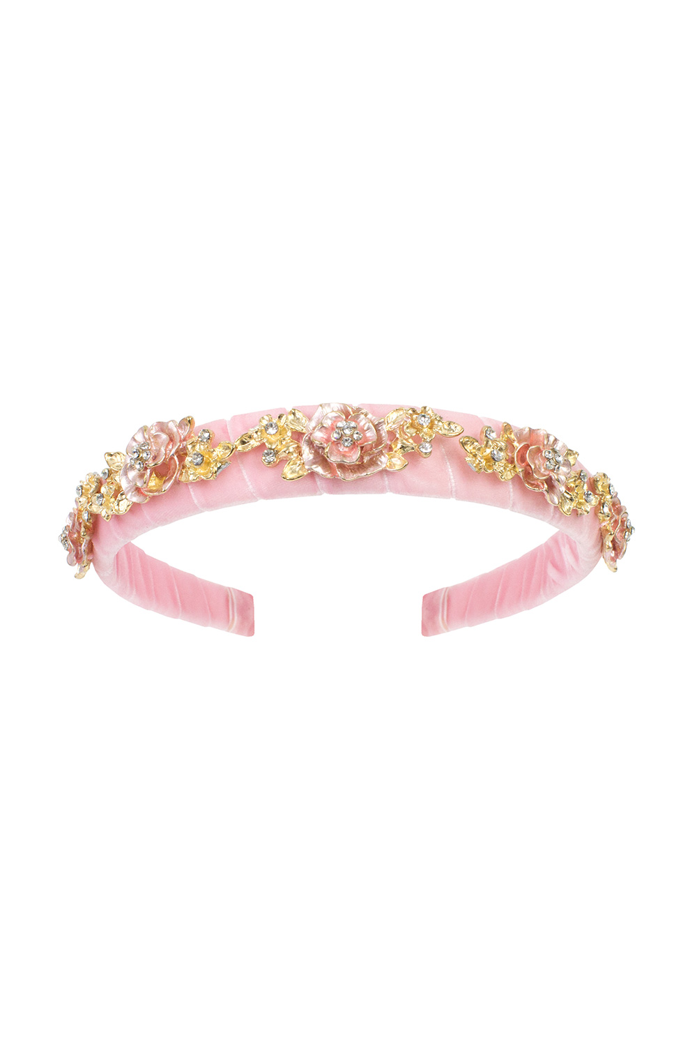 pink and gold floral hair band