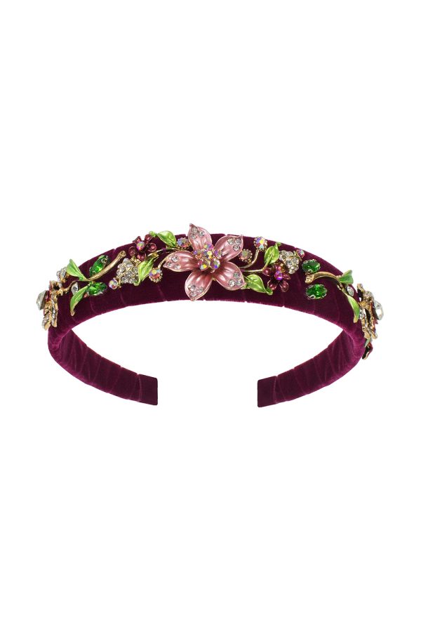 wine floral princess hair band