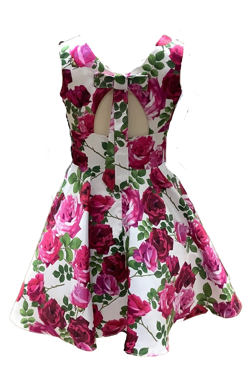 Ivory and Fuchsia Floral Dress