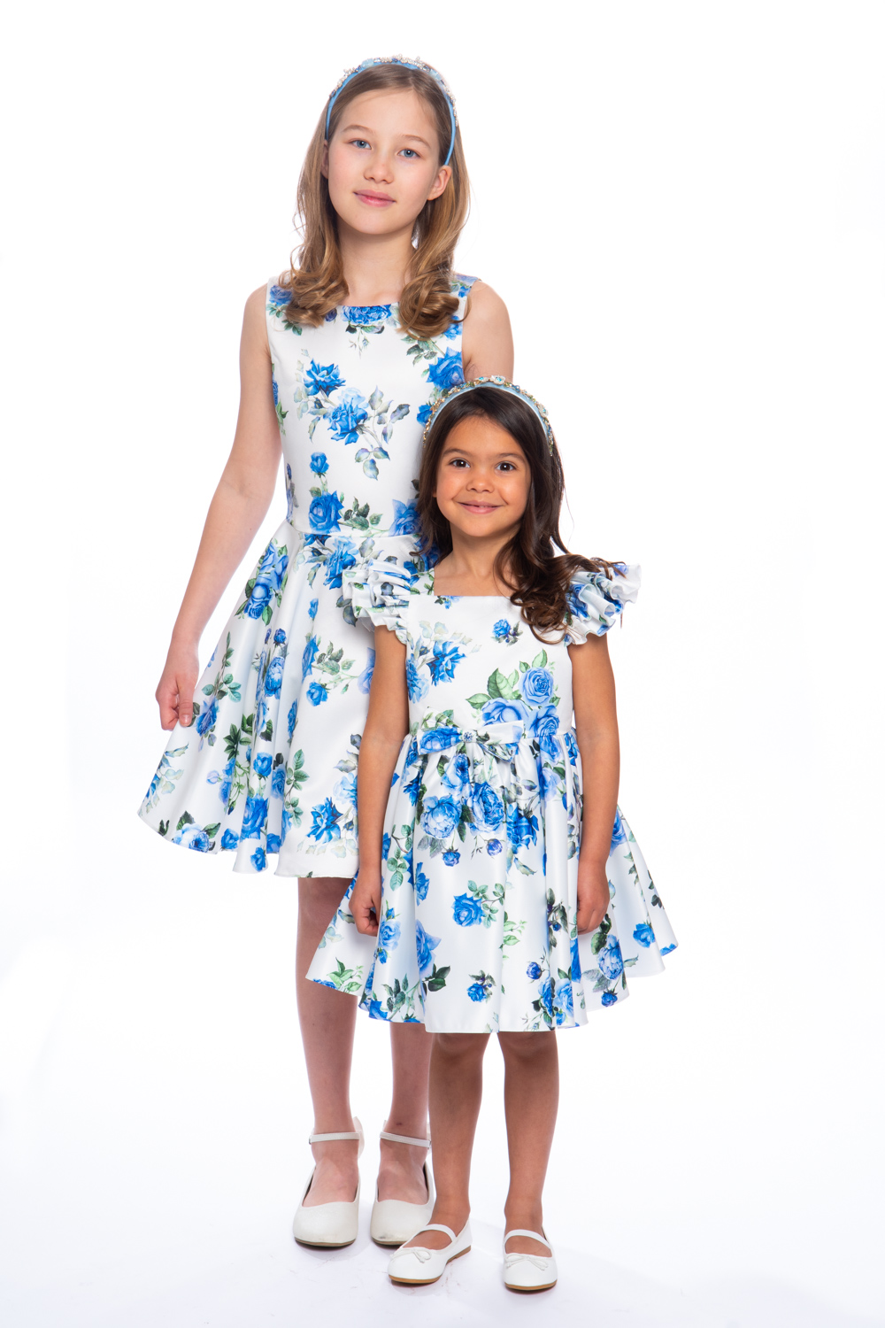 Ivory and Blue Rose Bridesmaid Dress