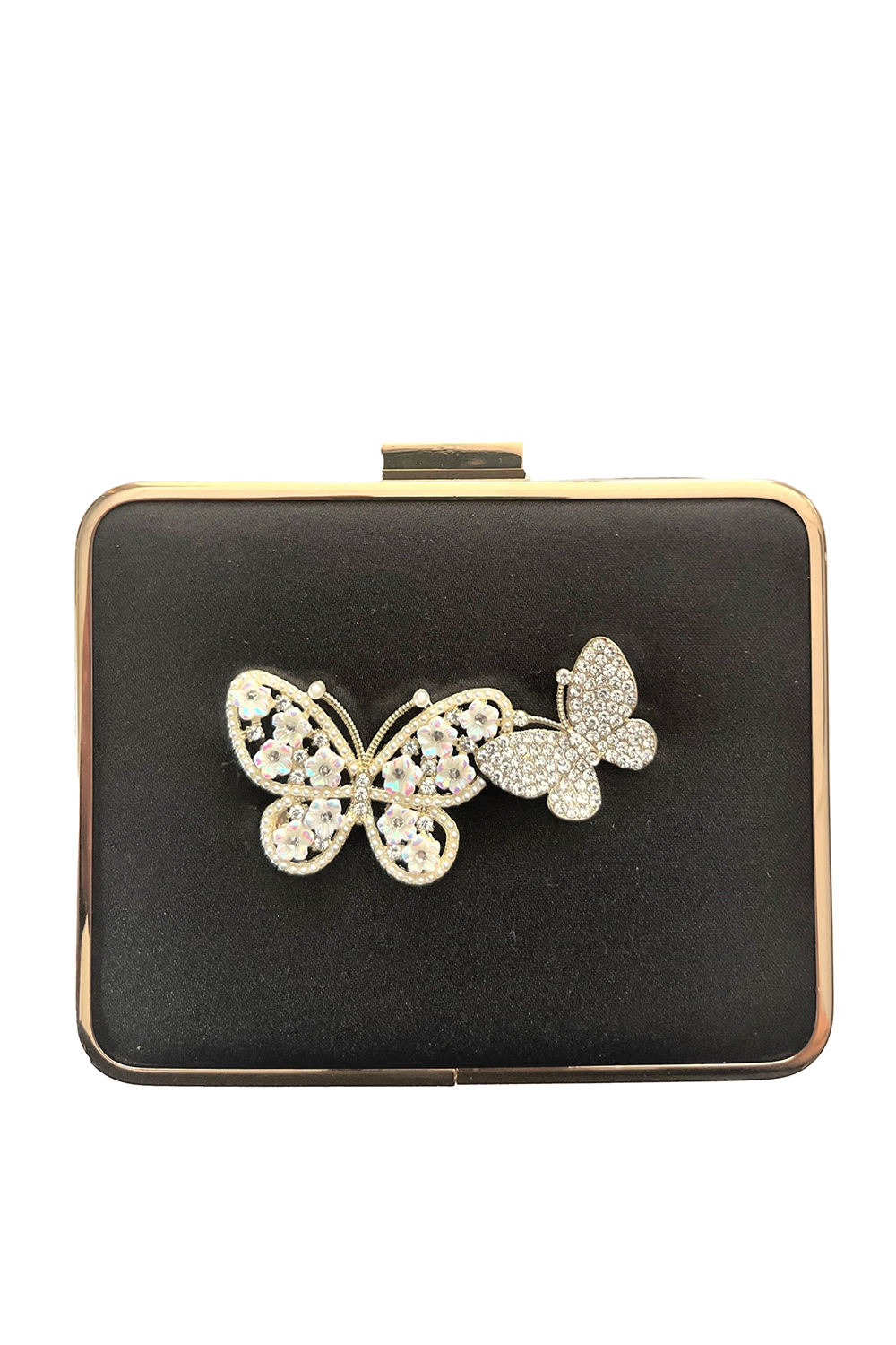 Black Jewelled Butterfly Clutch Bag