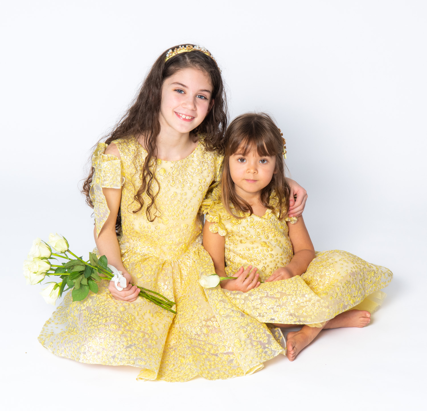 Embossed Yellow Ball Gown
