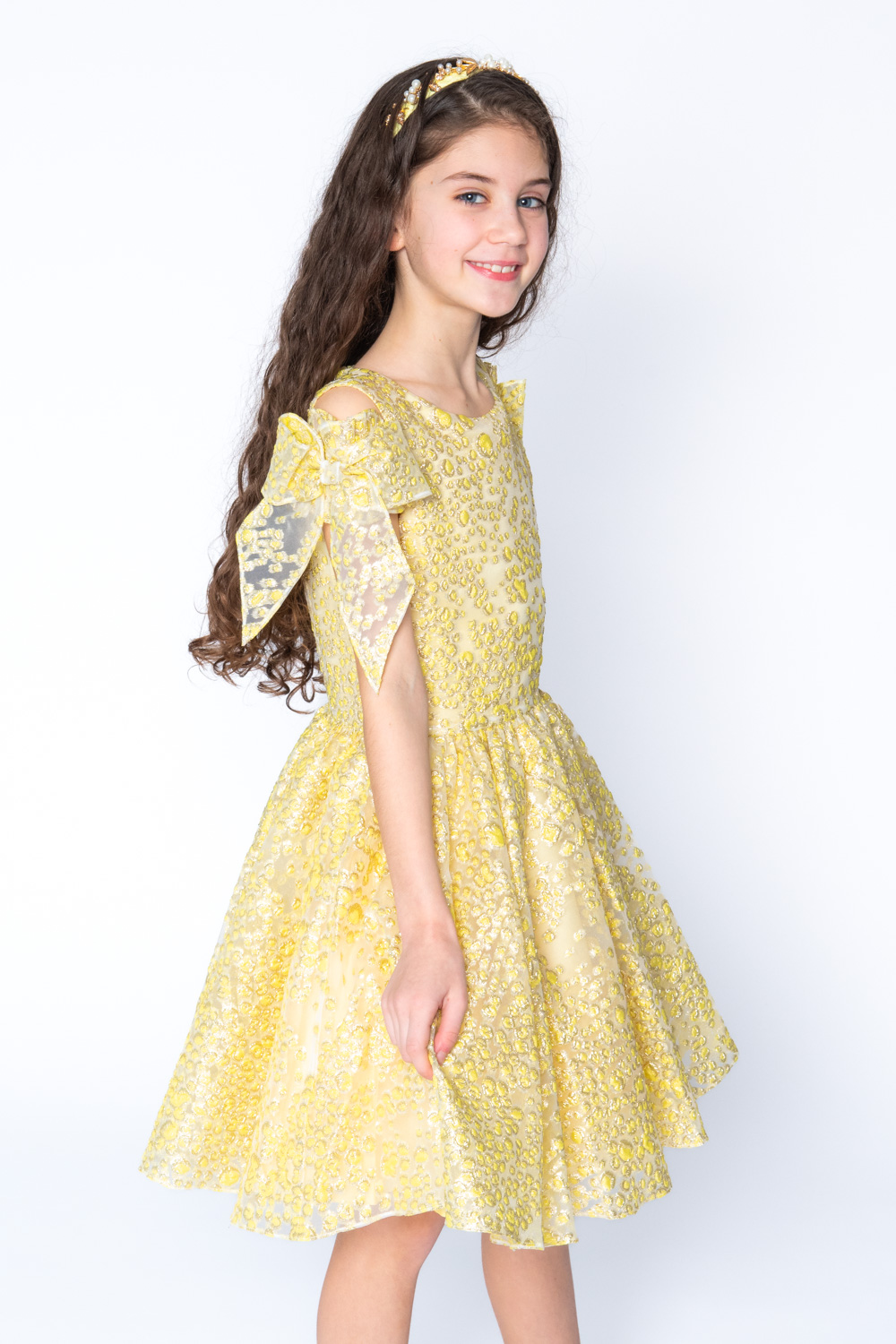Embossed Yellow Ball Gown