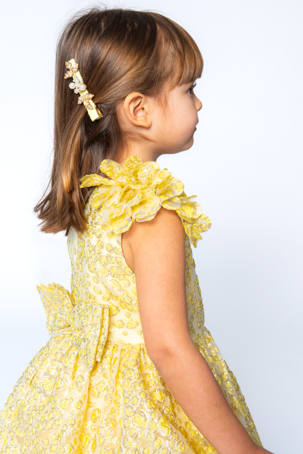 Yellow Embossed Party Dress