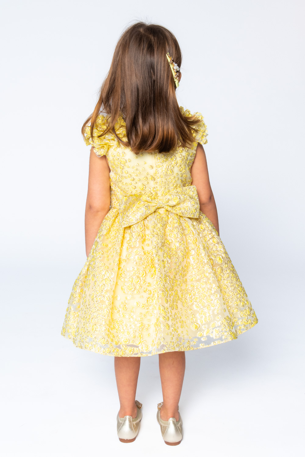 Yellow Embossed Party Dress